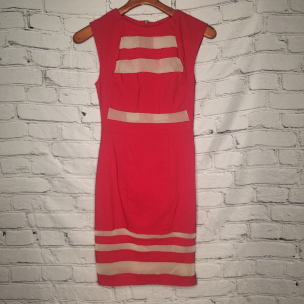 ASOS Coral and Beige Striped Mini Dress